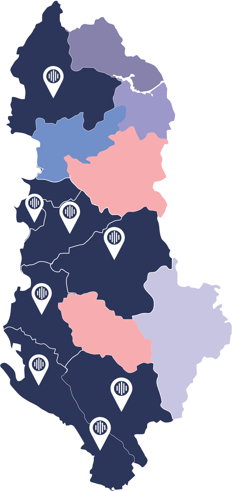 Harta e qendrave Otofon në Shqipëri